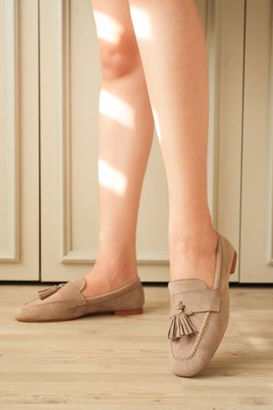 Kadın Boos Düz Taban Püsküllü Babet - Vizon