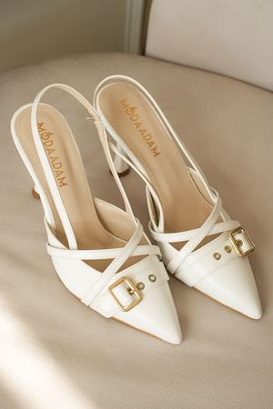 Kadın Wille İnce Topuklu Ayakkabı - Beyaz-Rugan