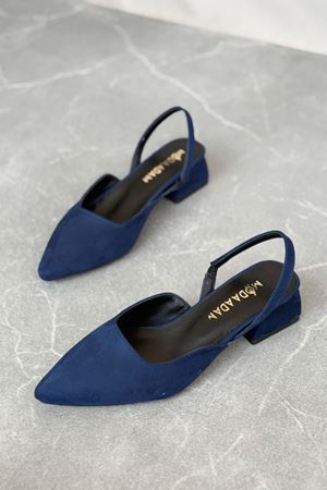 Kadın Monaco Kısa Topuklu Ayakkabı - Lacivert-Süet