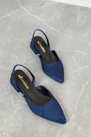 Kadın Monaco Kısa Topuklu Ayakkabı - Lacivert-Süet