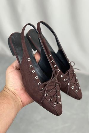 Kadın Tosac Bağcıklı Babet - Kahve-Süet