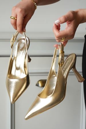 Kadın Ovis Sivri Topuklu Ayakkabı - Altın