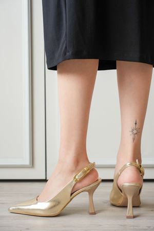 Kadın Ovis Sivri Topuklu Ayakkabı - Altın
