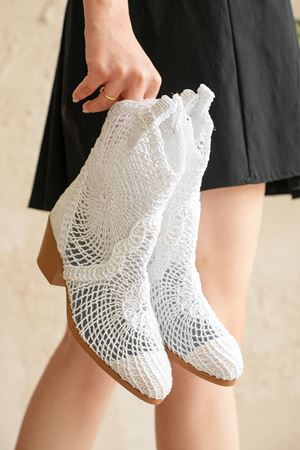 Kadın Jersey Yazlık Kovboy Bot - Beyaz