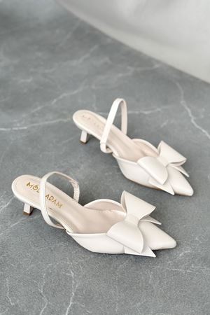 Kadın Cupe İnce Kısa Topuklu Ayakkabı - Ten Deri