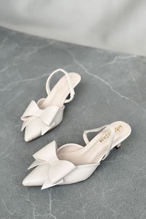 Kadın Cupe İnce Kısa Topuklu Ayakkabı - Ten Deri