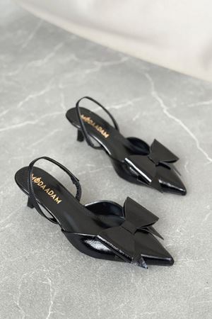 Kadın Cupe İnce Kısa Topuklu Ayakkabı - siyah-rugan