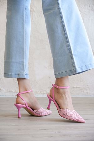 Kadın Beyrut Dantelli Topuklu Ayakkabı - Pembe