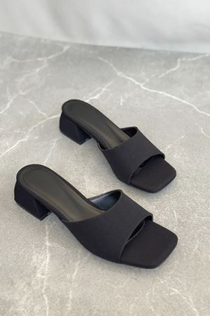 Kadın Vinor Kısa Topuklu Terlik - Mat-Siyah