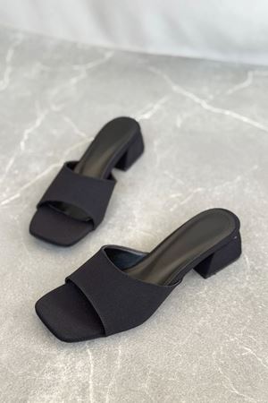 Kadın Vinor Kısa Topuklu Terlik - Mat-Siyah