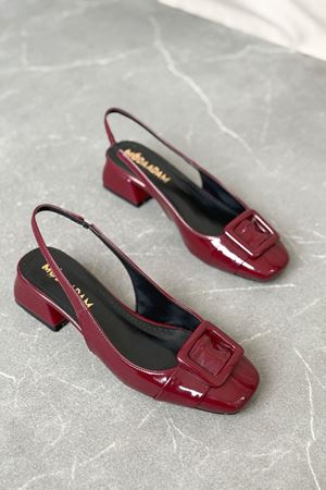 Kadın Monet Kısa Topuklu Ayakkabı - Bordo-Rugan