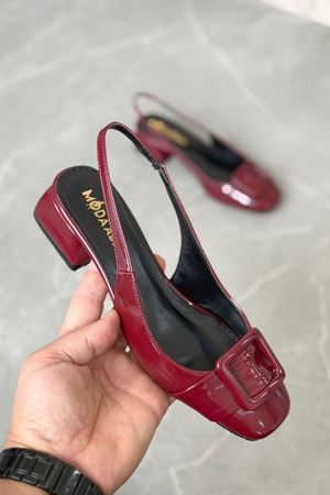 Kadın Monet Kısa Topuklu Ayakkabı - Bordo-Rugan