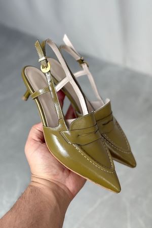 Kadın Pope Kısa Topuklu Ayakkabı - Yeşil