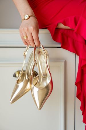 Kadın Eleni İnce Topuklu Ayakkabı - Altın