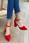 Kadın Celar Kırmızı Süet Topuklu Ayakkabı