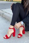Kadın Perion Kırmızı Süet Topuklu Ayakkabı