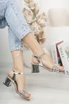 Kadın Holla Kısa Topuklu Parlak Gümüş Ayakkabı