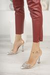 Kadın Armel Beyaz Şeffaf Deri Kelebek Taş Detaylı Yüksek Topuklu Şeffaf  Ayakkabı