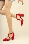 Kadın Time Kırmızı Süet Topuklu Ayakkabı - Kırmızı