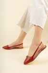 Kadın Dalian Tokalı Babet Ayakkabı - Kırmızı Deri