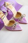 Kadın Arkatya Taşlı Topuklu Ayakkabı - Lila