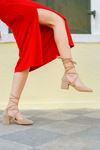 Kadın Vadde Kısa Topuklu  Ayakkabı - Vizon