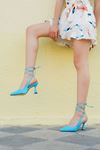 Kadın Merlin Bağcık Detaylı Topuklu Ayakkabı - Mavi