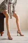 Kadın Baby Bağcık Detaylı Topuklu Ayakkabı - Altın