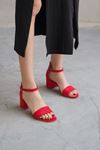 Kadın Lord Kısa Topuklu Tek Bant Ayakkabı - Kırmızı