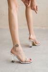 Kadın Madinda Şeffaf Topuklu Ayakkabı - Gümüş