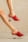 Kadın Derra Triko Topuklu Terlik - Kırmızı