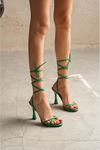 Kadın Baby Bağcık Detaylı Topuklu Ayakkabı - Yeşil