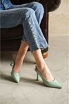 Kadın Paula İnce Topuklu Ayakkabı - Su Yeşili-Rugan
