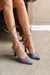 Kadın Merlin Bağcık Detaylı Topuklu Ayakkabı - Kot-Renkli
