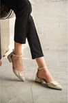 Kadın Cora Tokalı Kısa Topuklu Ayakkabı - Ten