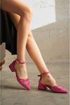 Kadın Cora Tokalı Kısa Topuklu Ayakkabı - Fuşya