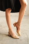 Kadın Cora Tokalı Kısa Topuklu Ayakkabı - Nude