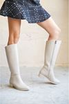 Kadın Rocco Kısa Topuklu Çizme - Ten Deri