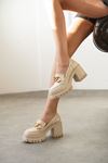 Kadın Patric Kalın Topuklu Ayakkabı - Ten Deri