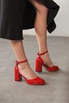 Kadın Penida Platform Topuklu Ayakkabı - Kırmızı-Rugan
