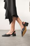 Kadın Jozi Kısa Topuklu Ayakkabı - siyah-deri