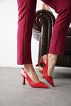 Kadın Moody Sivri Topuklu Ayakkabı - Kırmızı-Rugan