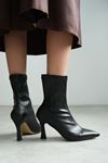 Kadın Lopez Streç Malzeme Sivri Burun Topuklu Bot - siyah-deri