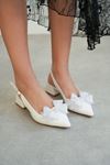 Kadın Howen Kısa Topuklu Ayakkabı - Beyaz-Deri