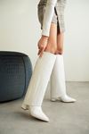 Kadın Wanda Tak Çıkar Çizme - Beyaz-Rugan