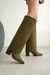 Kadın Wanda Tak Çıkar Çizme - Yeşil-Süet